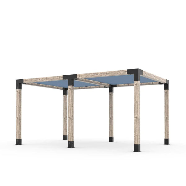 Toja Grid Double Pergola Kit with 2 SHADE SAILS for 6x6 Wood Posts, 10' x 16' -Denim