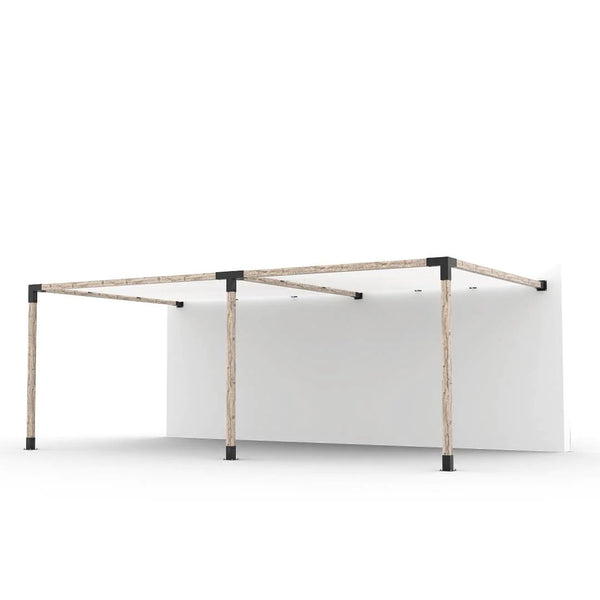 Toja Grid Double Wall Mount Pergola Kit with 2 SHADE SAILS for 4x4 Wood Posts, 12' x 22' -White
