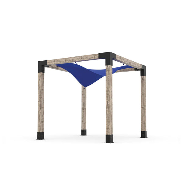 Toja Grid Pergola Kit with Waterproof Wing Top for 6x6 Wood Posts, 8' x 8' -Blue