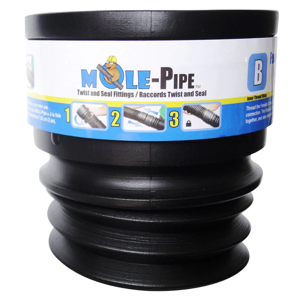 MOLE-Pipe Female Coupling Connector with Twist and Seal Technology
