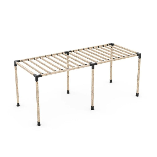 Toja Grid Double Pergola Kit for 4x4 Wood Posts with KNECT 2x4 Top Rafter Brackets