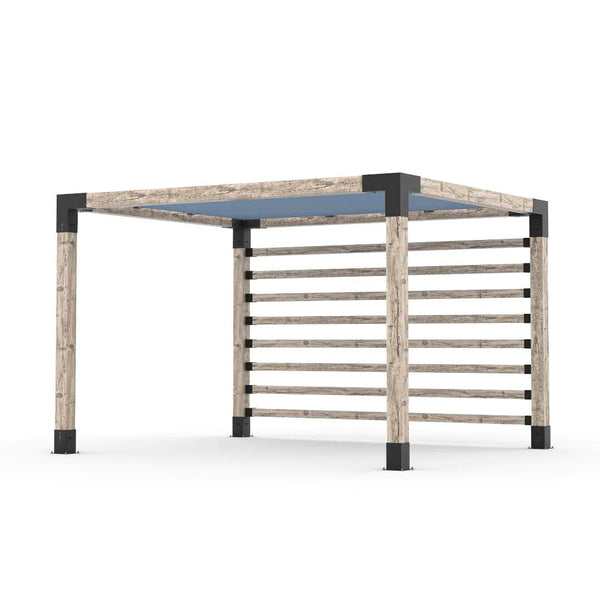 Toja Grid Pergola Kit with Post Wall for 6x6 Wood Posts, 10' x 12' -Denim