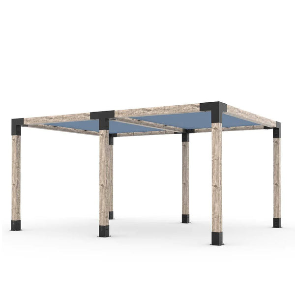Toja Grid Double Pergola Kit with 2 SHADE SAILS for 6x6 Wood Posts, 12' x 16' -Denim
