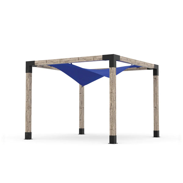 Toja Grid Pergola Kit with Waterproof Wing Top for 6x6 Wood Posts, 10' x 10' -Blue