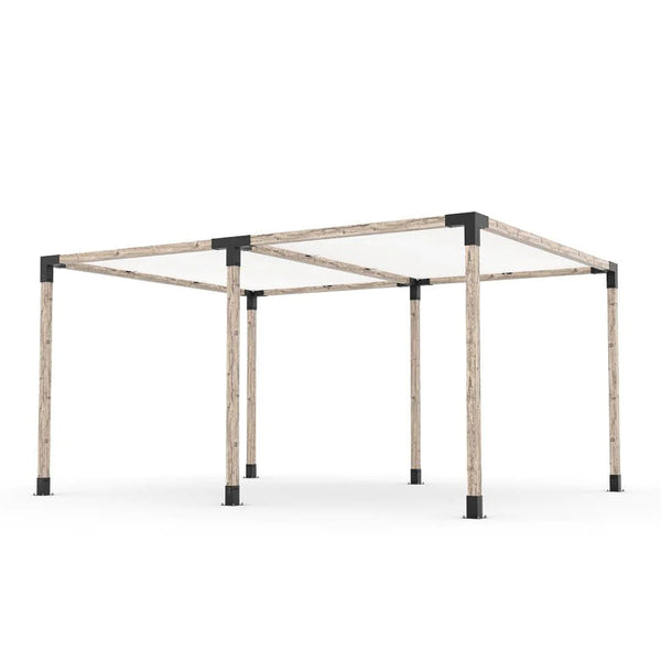 Toja Grid Double Pergola Kit with 2 SHADE SAILS for 4x4 Wood Posts, 12' x 16' -White