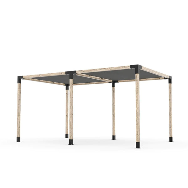 Toja Grid Double Pergola Kit with 2 SHADE SAILS for 4x4 Wood Posts, 10' x 16' -Graphite