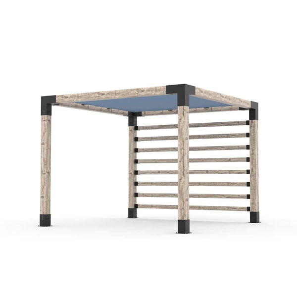 Toja Grid Pergola Kit with Post Wall for 6x6 Wood Posts, 10' x 10' -Denim