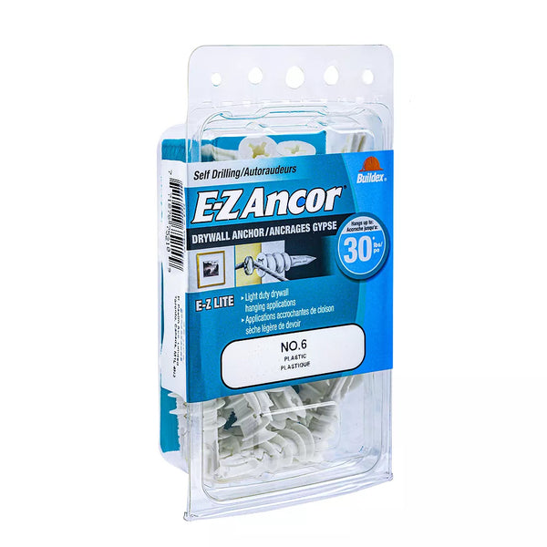 #6 E-Z Lite Drywall Anchor - Plastic - 50/Pack