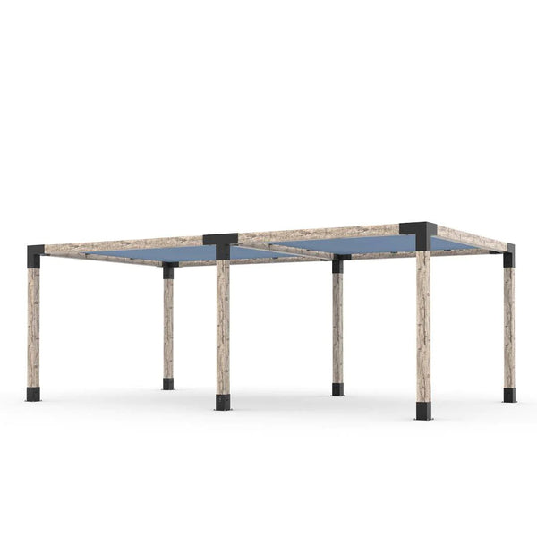 Toja Grid Double Pergola Kit with 2 SHADE SAILS for 6x6 Wood Posts, 12' x 22' -Denim