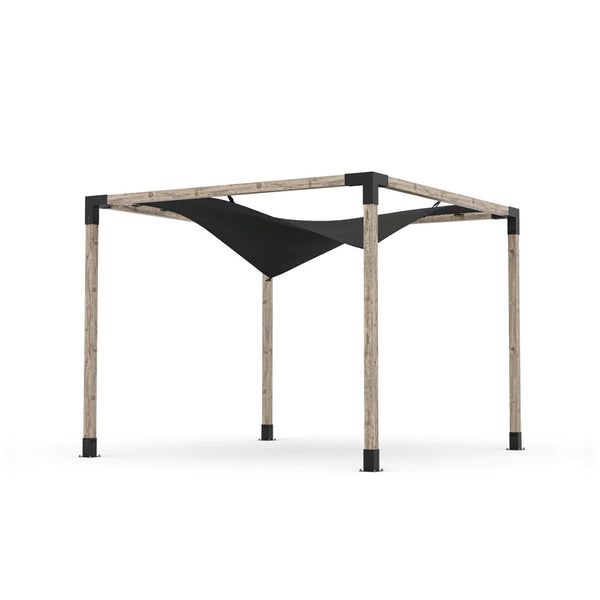 Toja Grid Pergola Kit with Waterproof Wing Top for 4x4 Wood Posts, 10' x 10' -Black