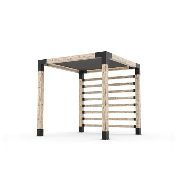 Toja Grid Pergola Kit with Post Wall for 6x6 Wood Posts, 8' x 8' -Graphite
