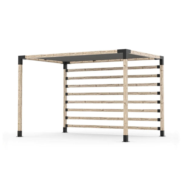 Toja Grid Pergola Kit with Post Wall for 4x4 Wood Posts, 8' x 12' -Graphite