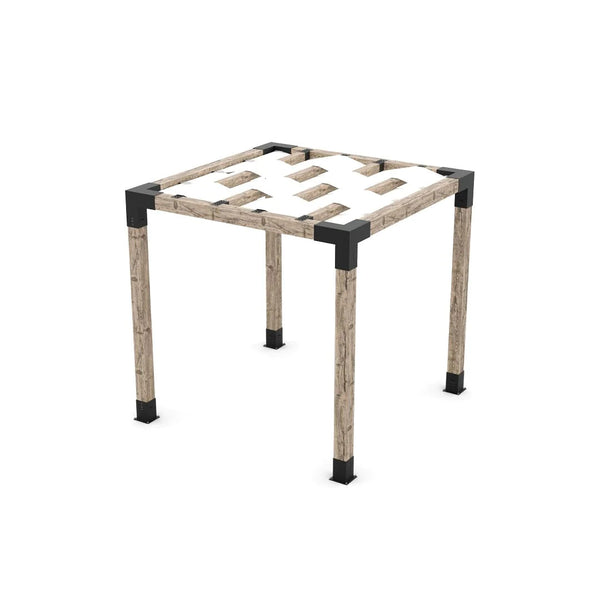 Toja Grid Pergola Kit with Wave Shades for 6x6 Wood Posts, 8' x 8' -White