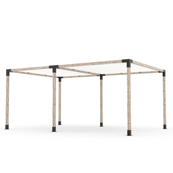 Toja Grid Double Pergola Kit with 2 SHADE SAILS for 4x4 Wood Posts, 12' x 18' -White