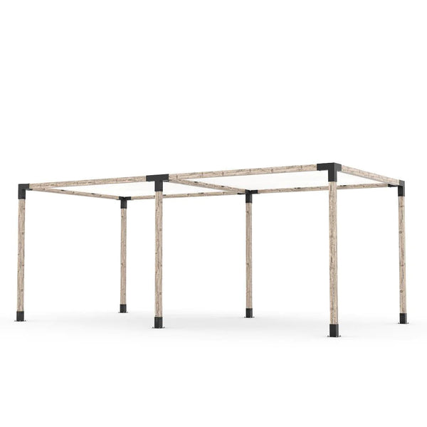 Toja Grid Double Pergola Kit with 2 SHADE SAILS for 4x4 Wood Posts, 10' x 20' -White