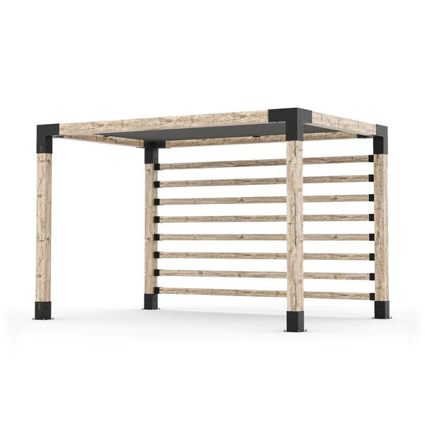Toja Grid Pergola Kit with Post Wall for 6x6 Wood Posts, 8' x 12' -Graphite
