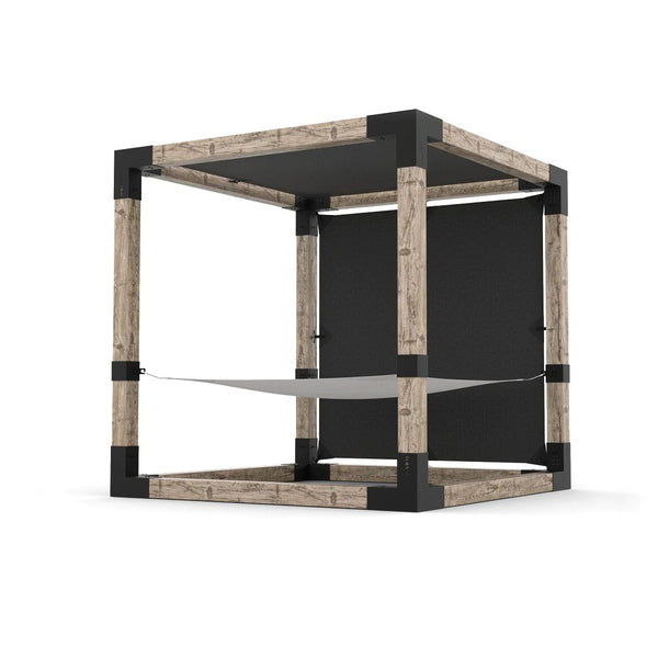 Toja Grid 2 Person HAMMOCK Kit with 2 SHADE SAIL for 6x6 Wood Posts With White Hammock And Graphite Shade
