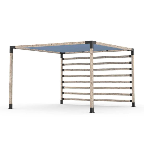 Toja Grid Pergola Kit with Post Wall for 4x4 Wood Posts, 12' x 12' -Denim