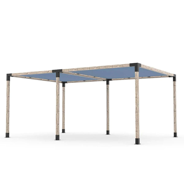 Toja Grid Double Pergola Kit with 2 SHADE SAILS for 4x4 Wood Posts, 12' x 18' -Denim