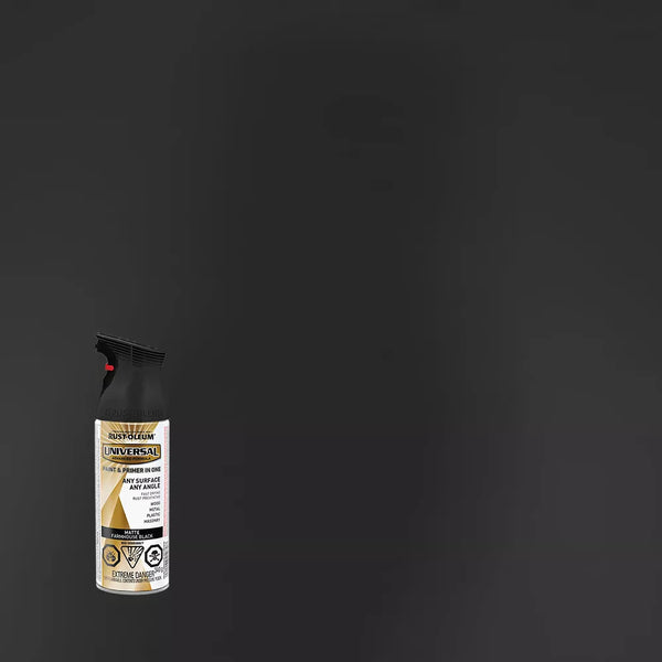 Rust-Oleum Universal Spray Paint And Primer in One in Farmhouse Matte Black, 340 G Aerosol