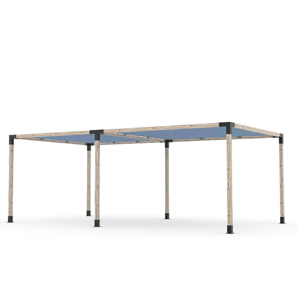 Toja Grid Double Pergola Kit with 2 SHADE SAILS for 4x4 Wood Posts, 12' x 22' -Denim
