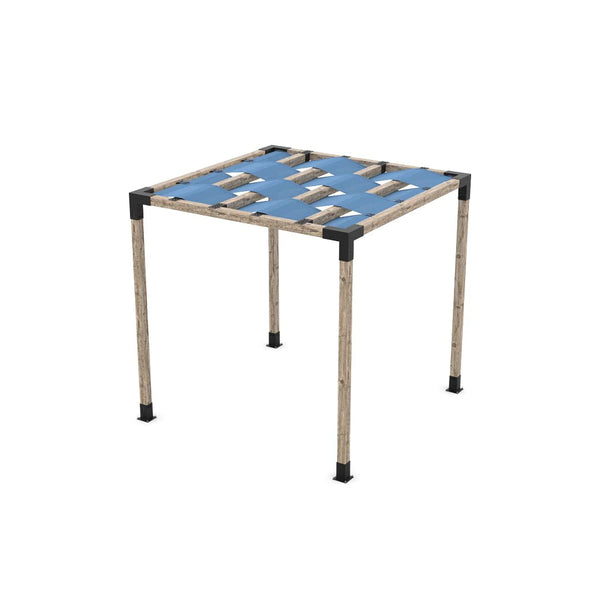 Toja Grid Pergola Kit with Wave Shades for 4x4 Wood Posts, 8' x 8' -Denim
