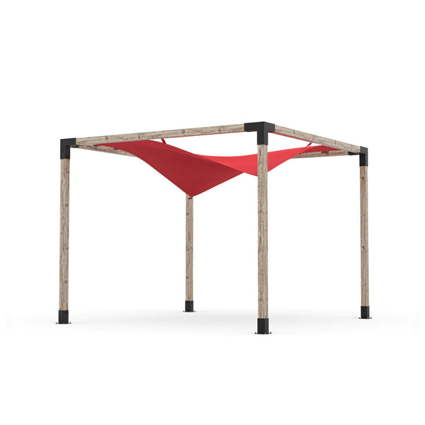 Toja Grid Pergola Kit with Waterproof Wing Top for 4x4 Wood Posts, 10' x 10' -Red