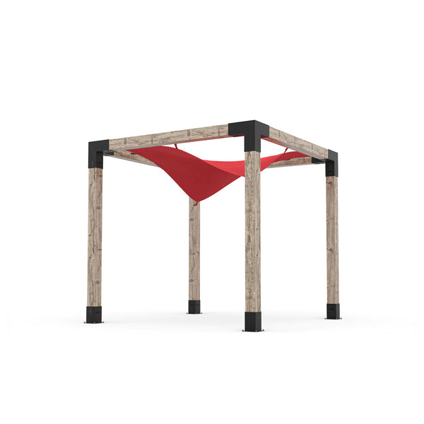 Toja Grid Pergola Kit with Waterproof Wing Top for 6x6 Wood Posts, 8' x 8' -Red
