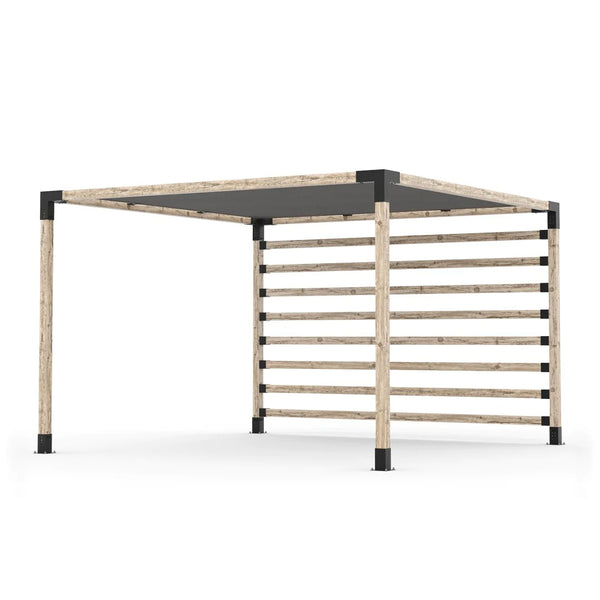 Toja Grid Pergola Kit with Post Wall for 4x4 Wood Posts, 12' x 12' -Graphite