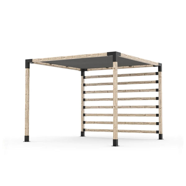 Toja Grid Pergola Kit with Post Wall for 4x4 Wood Posts, 10' x 10' -Graphite