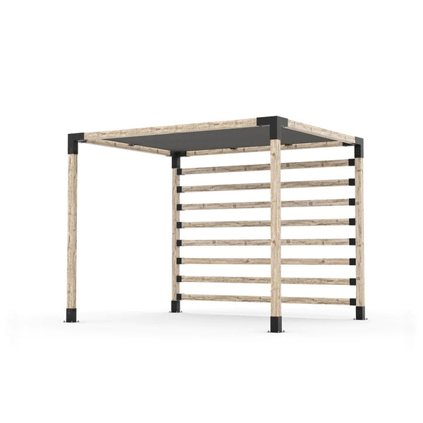 Toja Grid Pergola Kit with Post Wall for 4x4 Wood Posts, 8' x 10' -Graphite