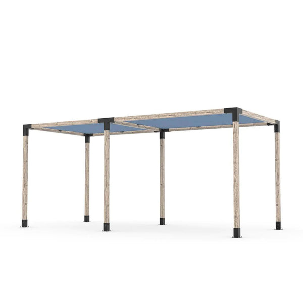 Toja Grid Double Pergola Kit with 2 SHADE SAILS for 4x4 Wood Posts, 8' x 18' -Denim