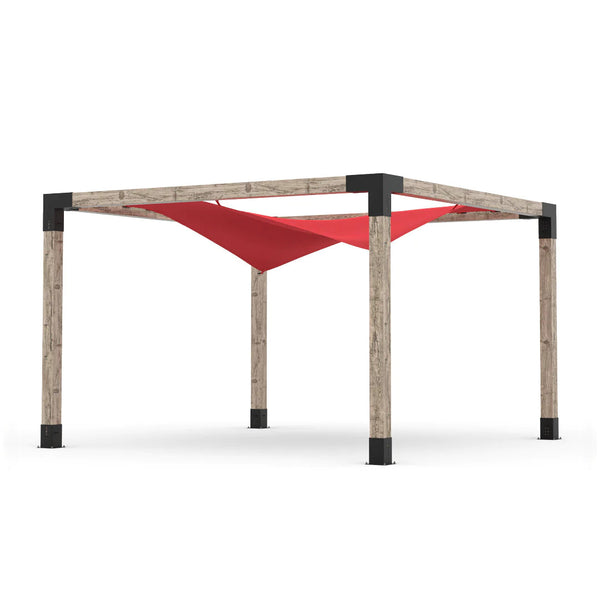 Toja Grid Pergola Kit with Waterproof Wing Top for 6x6 Wood Posts, 12' x 12' -Red