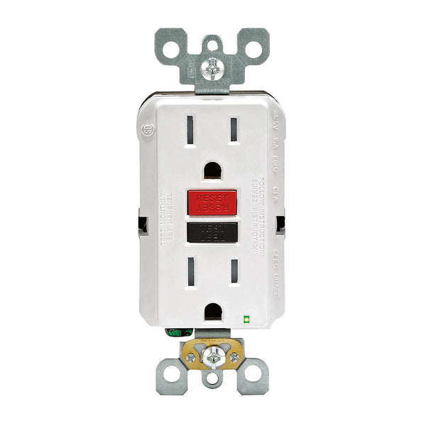 Leviton Decora 15 Amp Tamper-Resistant Slim GFCI Receptacle/Outlet with Black & Red Buttons