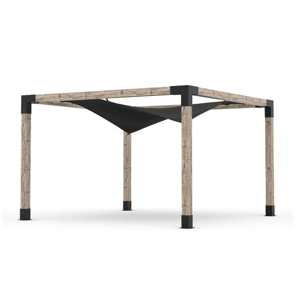 Toja Grid Pergola Kit with Waterproof Wing Top for 6x6 Wood Posts, 12' x 12' -Black