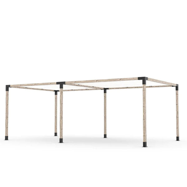 Toja Grid Double Pergola Kit with 2 SHADE SAILS for 4x4 Wood Posts, 12' x 22' -White
