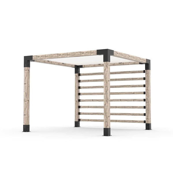 Toja Grid Pergola Kit with Post Wall for 6x6 Wood Posts, 10' x 10' -White