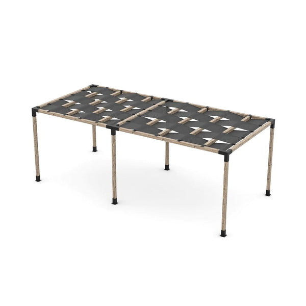 Toja Grid Double Pergola Kit with Wave Shades for 4x4 Wood Posts, 10' x 22' -Graphite
