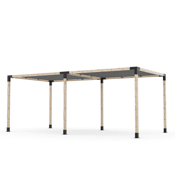 Toja Grid Double Pergola Kit with 2 SHADE SAILS for 4x4 Wood Posts, 10' x 20' -Graphite