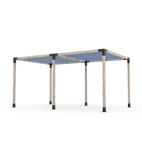 Toja Grid Double Pergola Kit with 2 SHADE SAILS for 4x4 Wood Posts, 10' x 16' -Denim