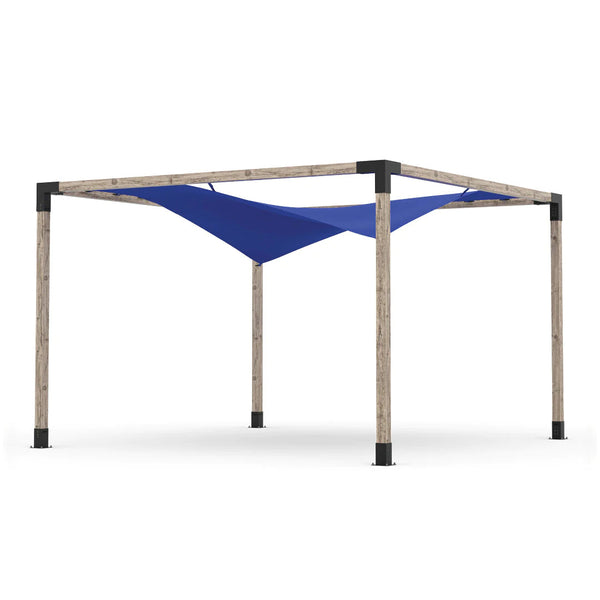 Toja Grid Pergola Kit with Waterproof Wing Top for 4x4 Wood Posts, 12' x 12' -Blue