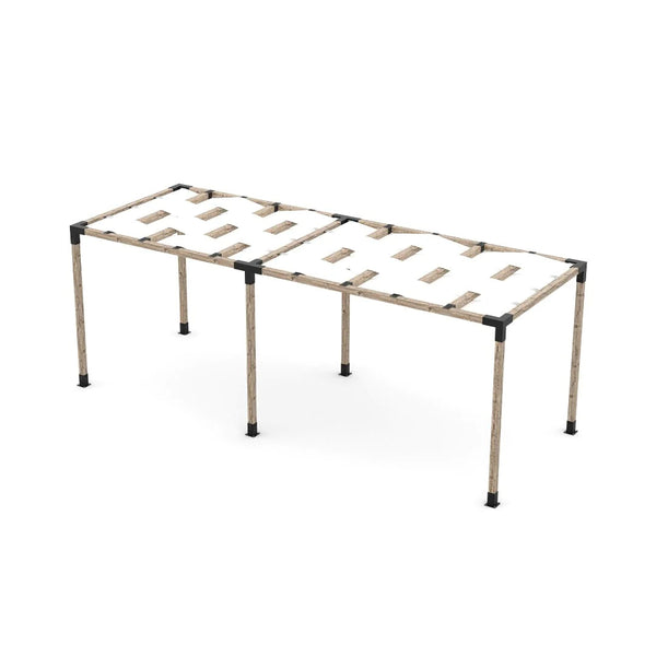 Toja Grid Double Pergola Kit with Wave Shades for 4x4 Wood Posts, 8' x 22' -White