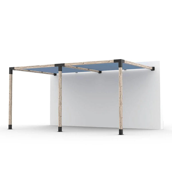 Toja Grid Double Wall Mount Pergola Kit with 2 SHADE SAILS for 4x4 Wood Posts, 10' x 16' -Denim