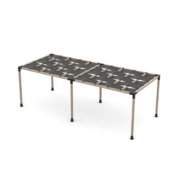 Toja Grid Double Pergola Kit with Wave Shades for 4x4 Wood Posts, 10' x 24' -Graphite