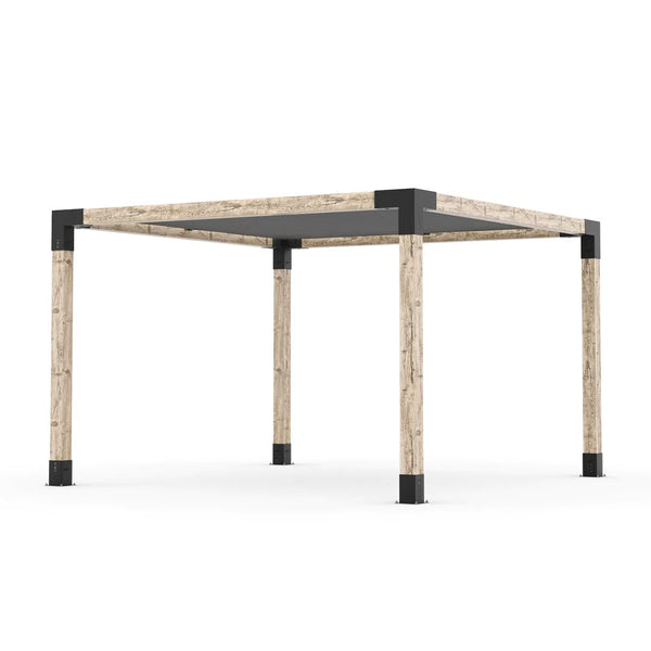 Toja Grid Pergola Kit with SHADE SAIL for 6x6 Wood Posts, 12' x 12' -Graphite