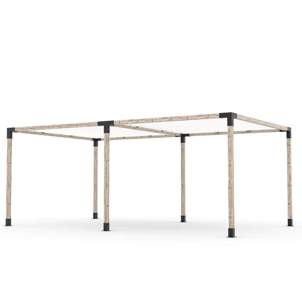 Toja Grid Double Pergola Kit with 2 SHADE SAILS for 4x4 Wood Posts, 12' x 20' -White