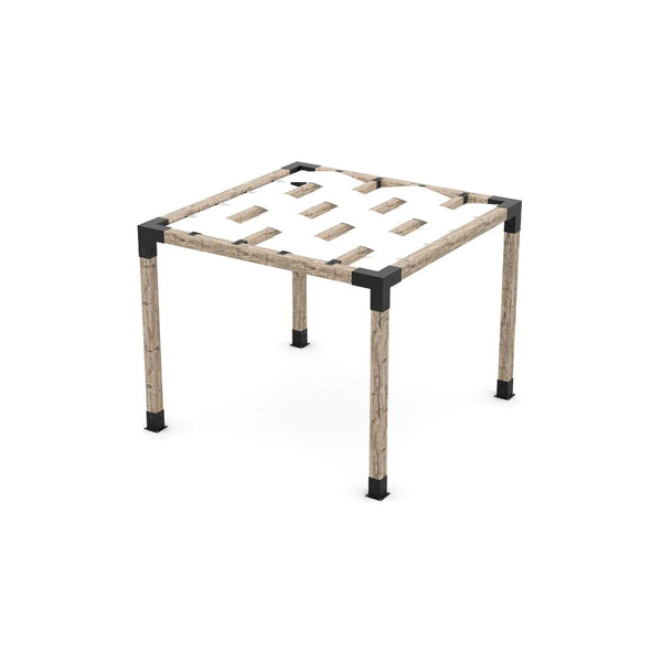 Toja Grid Pergola Kit with Wave Shades for 6x6 Wood Posts, 10' x 10' -White