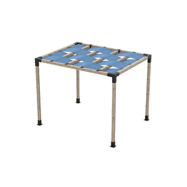 Toja Grid Pergola Kit with Wave Shades for 4x4 Wood Posts, 8' x 10' -Denim