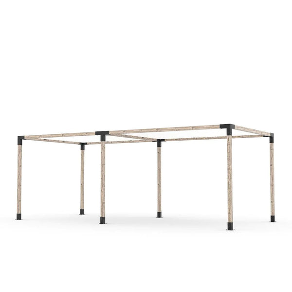Toja Grid Double Pergola Kit with 2 SHADE SAILS for 4x4 Wood Posts, 10' x 22' -White