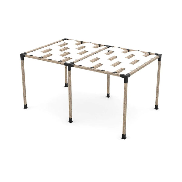 Toja Grid Double Pergola Kit with Wave Shades for 4x4 Wood Posts, 10' x 16' -White